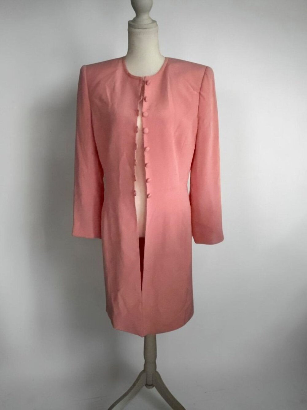 LINDA ALLARD Ellen Tracy 100% Silk Mid Length Blazer Jacket Size 8